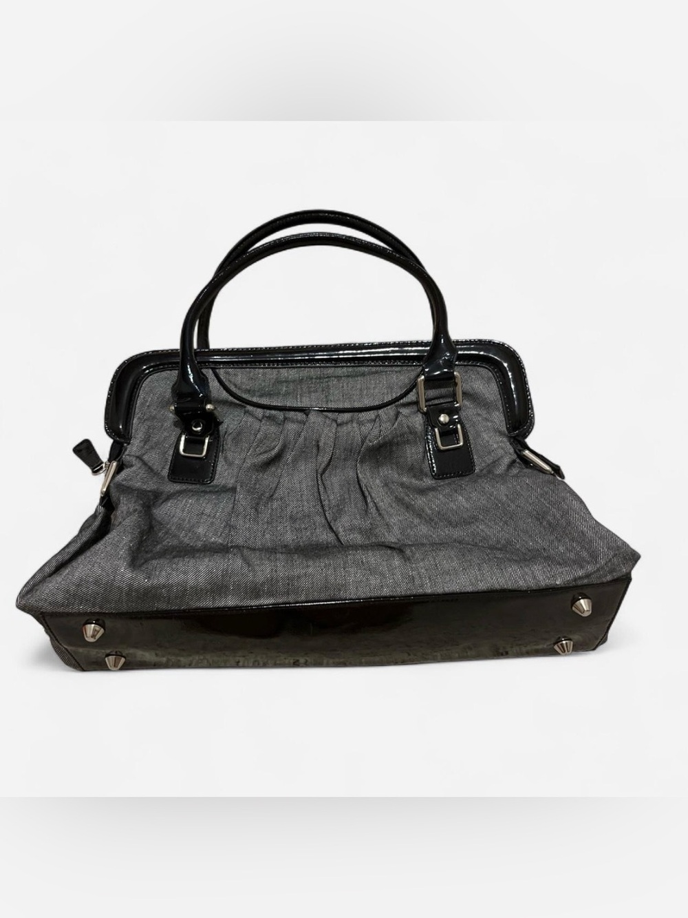 Gray Fabric Satchel with Black Trim - Women's Satchel